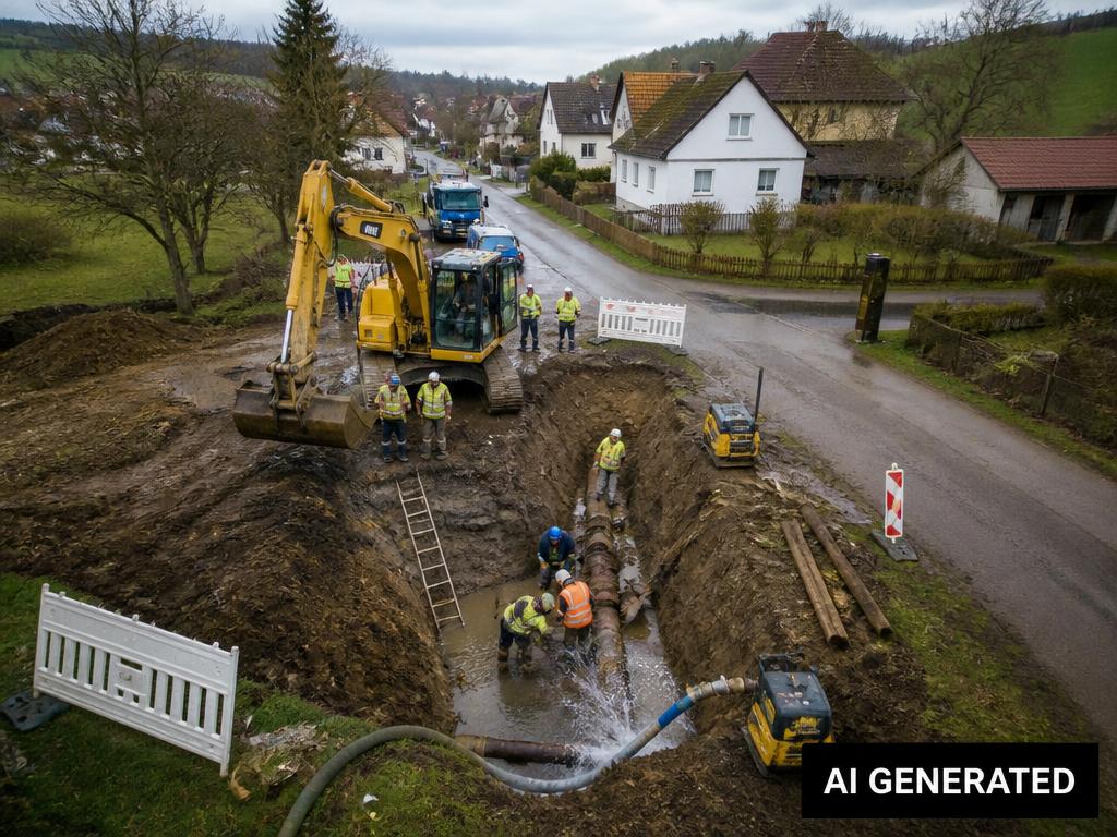 Versorgungstechniker bei der Reparatur einer Leitung