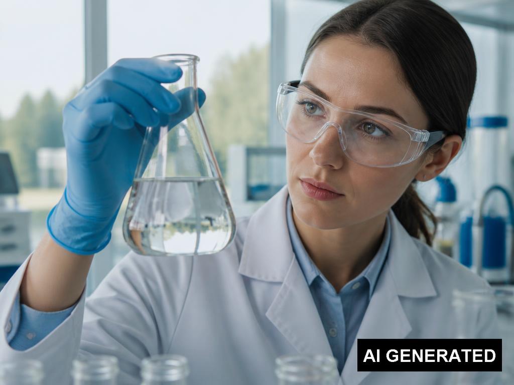 Laborantin prüft Trinkwasserprobe